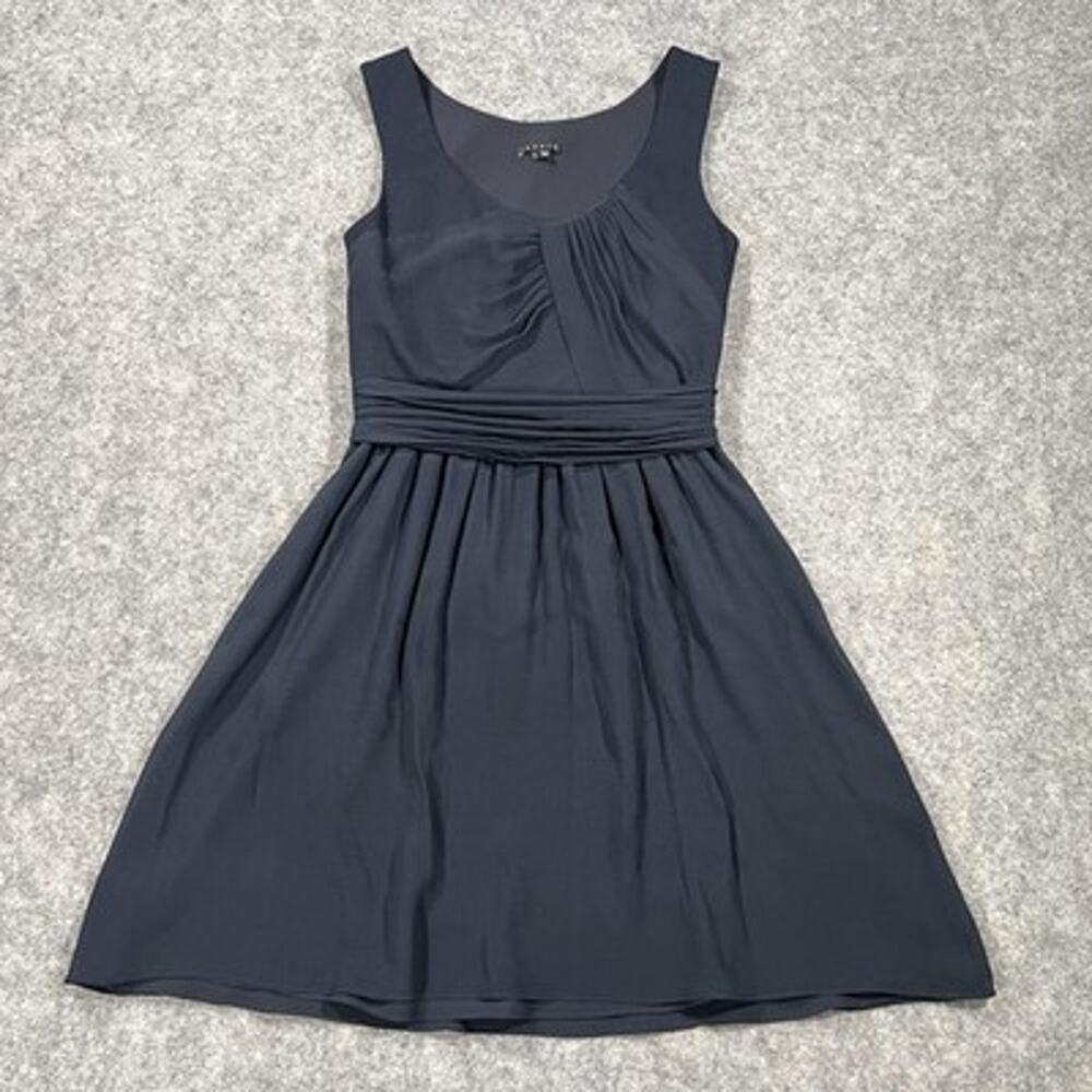 Theory Dress Womens 2 Blue Silk Wool Emmalee Georgette Fit Flare Party Career